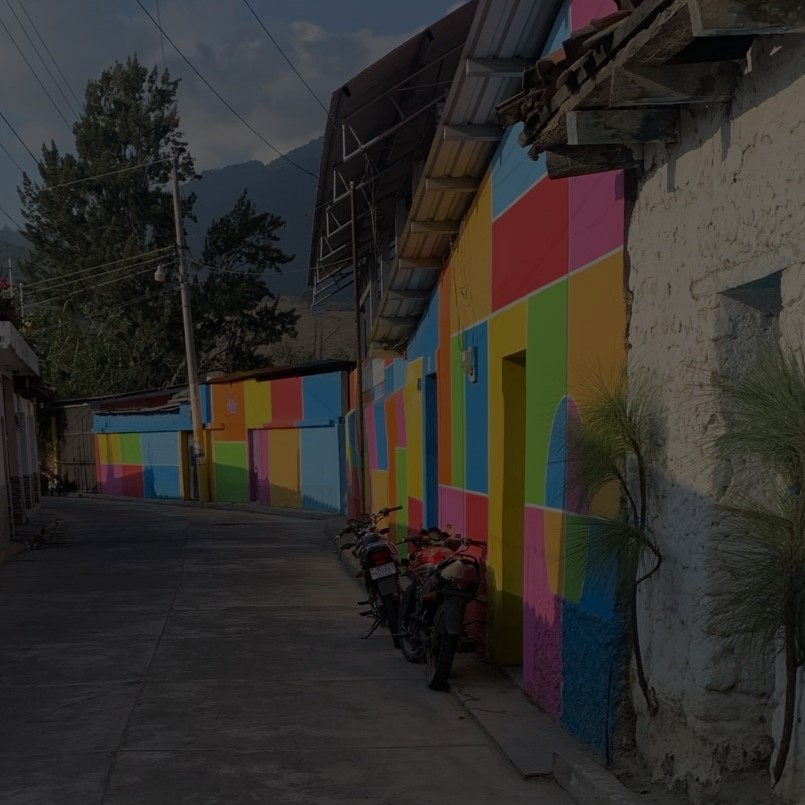 a row of colorful buildings